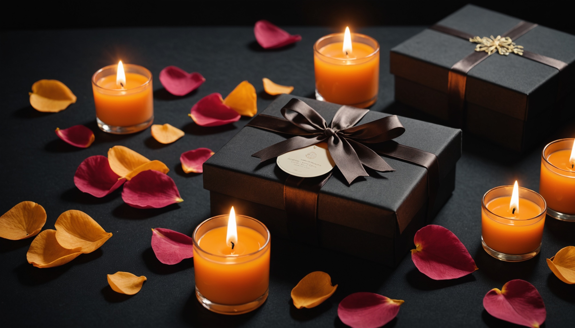 Kit romântico para o Dia dos Namorados com embalagem elegante e produtos sensuais