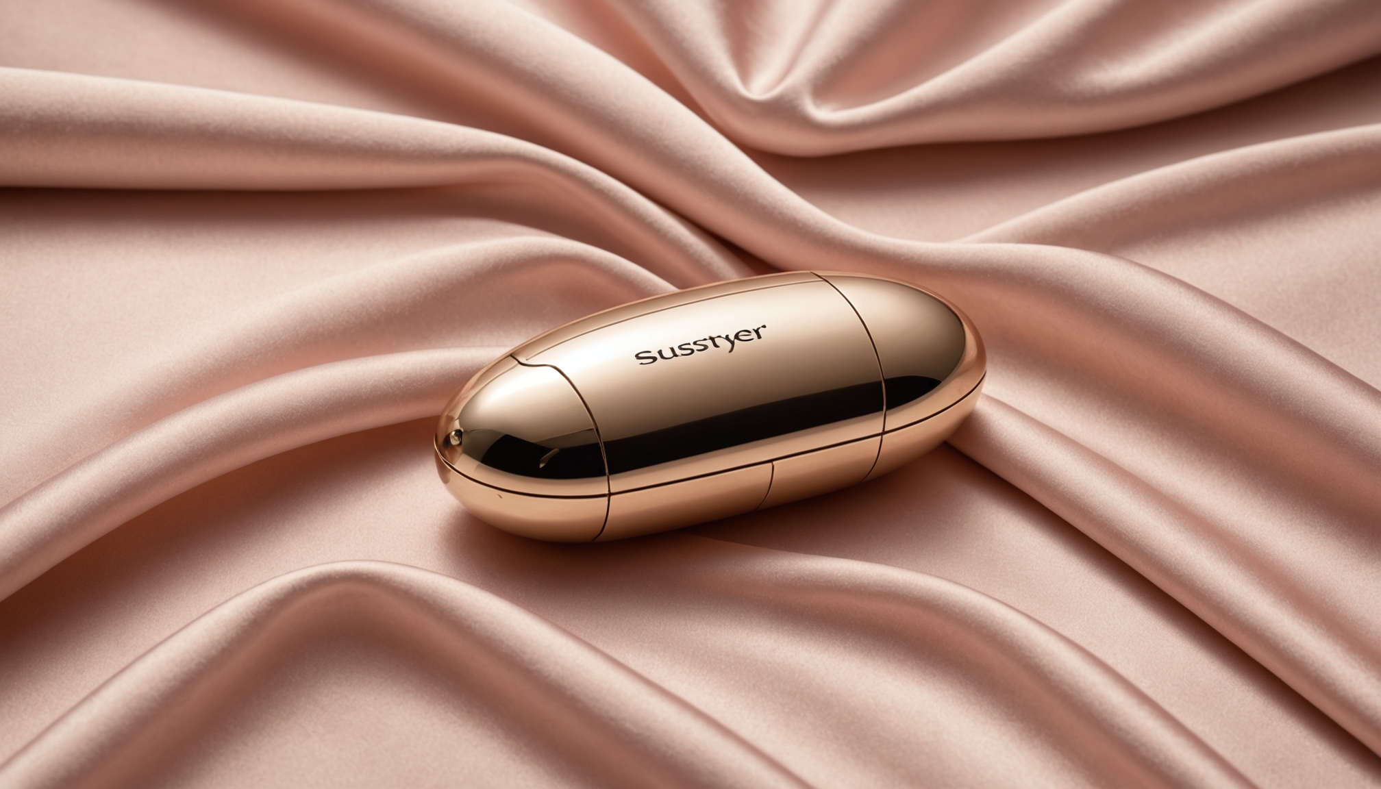 Satisfyer Pro 2 sobre tecido de seda rosa em ambiente de quarto luxuoso