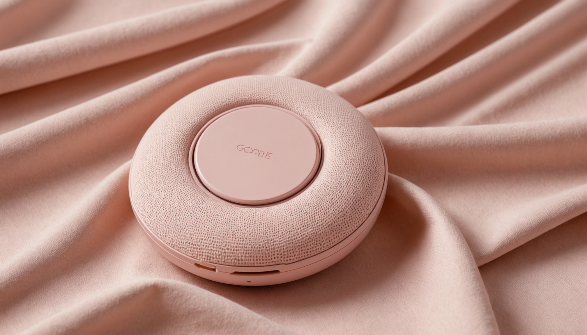 Vibrador de calcinha discreto sobre tecido rosa com controle remoto ao lado